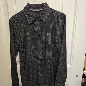 Cinch Dark Patterned Button-Down Shirt